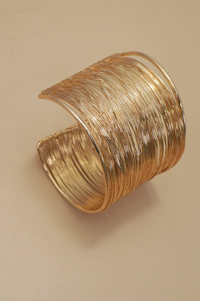 MULTI LAYER GOLD WIRE STRING CUFF BANGLE BRACELET | 40B5200