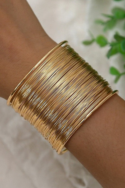 MULTI LAYER GOLD WIRE STRING CUFF BANGLE BRACELET | 40B5200
