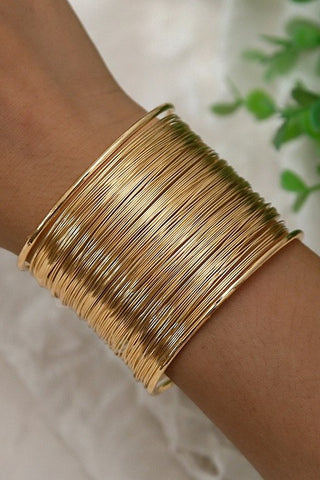 MULTI LAYER GOLD WIRE STRING CUFF BANGLE BRACELET | 40B5200