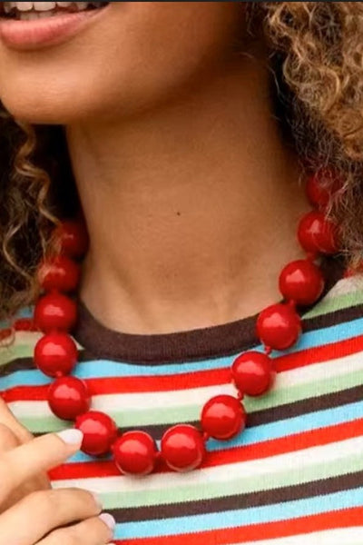 BOHO CHUNKY COLORFUL BEADED STATEMENT NECKLACE | 40NK9606