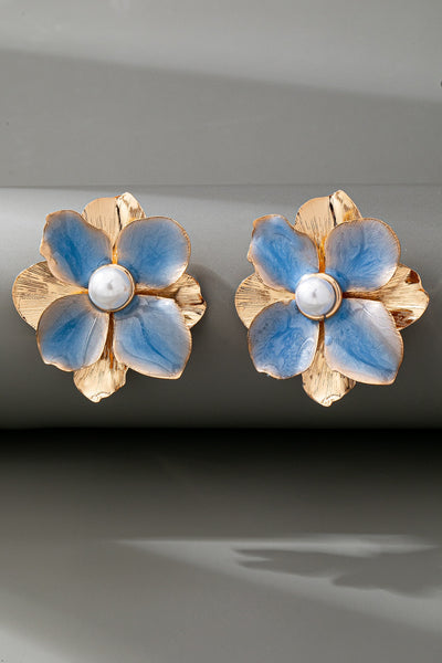 BOLD STATEMENT FLOWER PEARL STUD EARRINGS | 80E61388