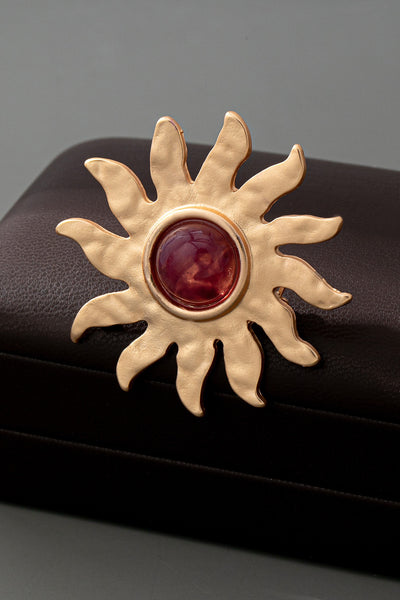 VINTAGE CELESTRIAL SUNBURST BROOCH PIN | 80BC058