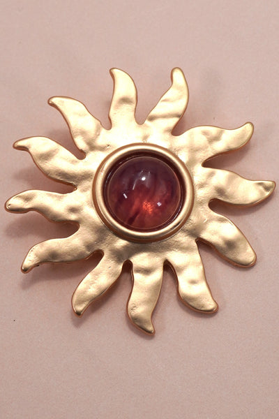 VINTAGE CELESTRIAL SUNBURST BROOCH PIN | 80BC058