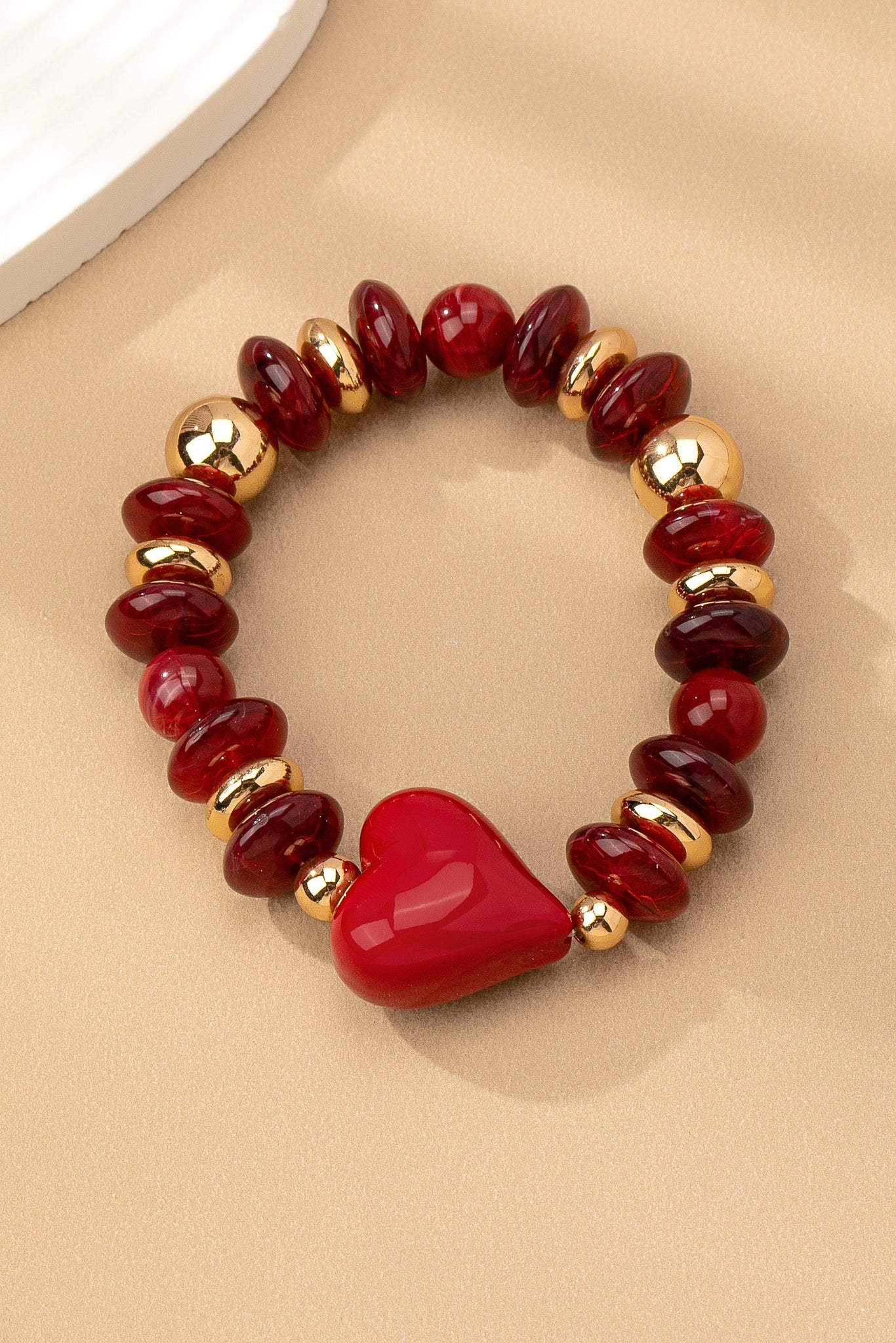 HANDMADE CHUNKY BEADED HEART CHARM BRACELET | 80B1548
