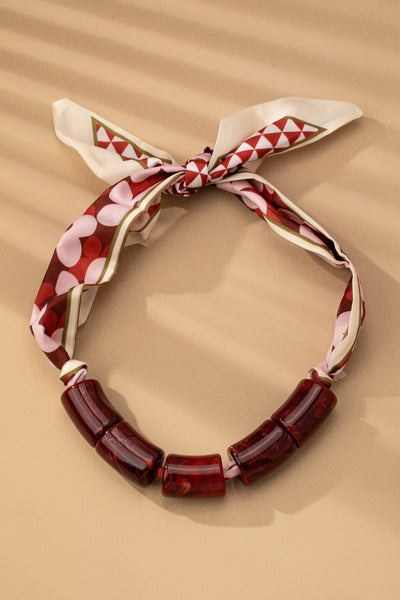 HANDMADE SCARF NECKLACE-CHUNKY MARBLE RESIN | 80N92488