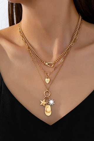 MULTI LAYER CELESTIAL STAR MOON CHARM NECKLACE | 80N92439