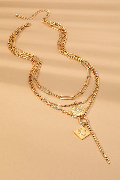 MULTI LAYER CELESTIAL MOON CHARM NECKLACE | 80N92456