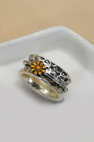 VINTAGE BOHO  TWO TONE SUNFLOWER STATEMENT RING | 80R091