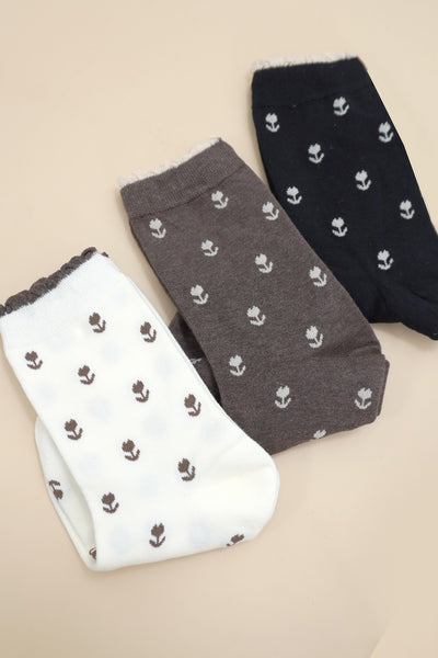 WOMAN BREATHABLE FLORAL COTTON SOCKS | 40S02067