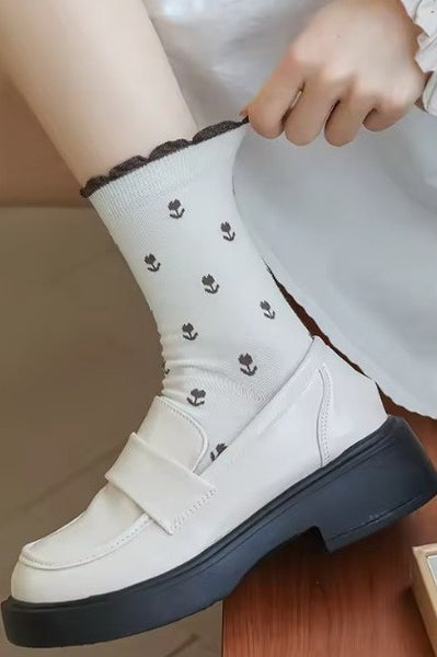 WOMAN BREATHABLE FLORAL COTTON SOCKS | 40S02067