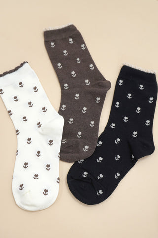 WOMAN BREATHABLE FLORAL COTTON SOCKS | 40S02067