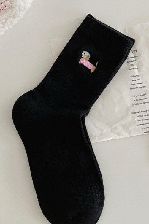 WOMAN ANIMAL DOG HALF CREW THROWBACK SOCKS | 40S02068