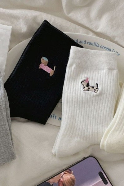 WOMAN ANIMAL DOG HALF CREW THROWBACK SOCKS | 40S02068