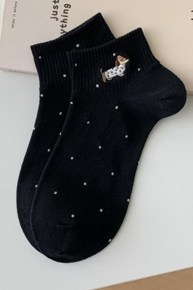 WOMAN DOG POLKA DOT ANKLE THROWBACK SOCKS | 40S02070