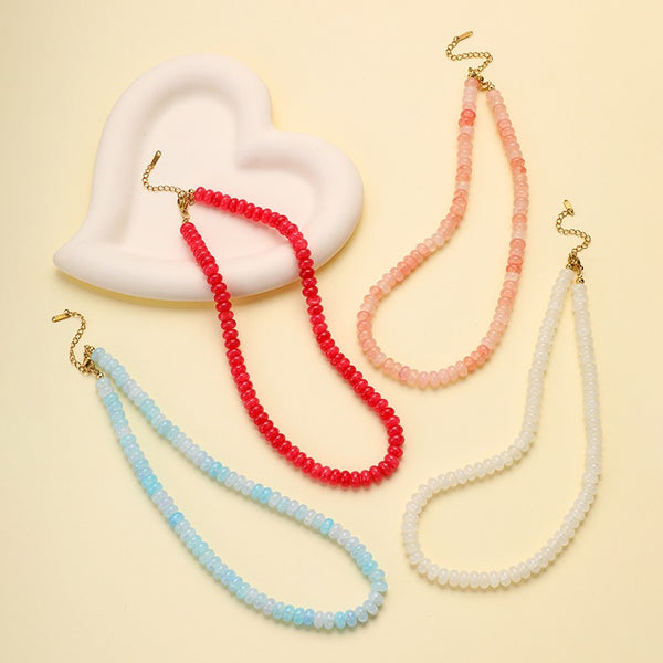 Colorful Rondelle Glass Bead Necklace | 40NK9838