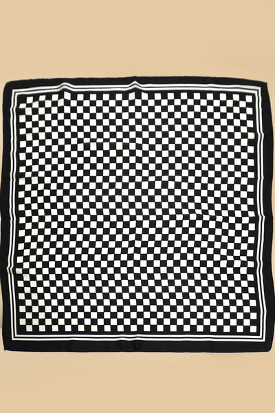 LARGE CHECKER PRINT SILKY FEEL BANDANA SCARF | 40SC692