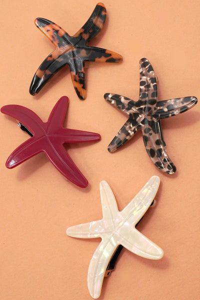 BEACH OCEAN SEA LIFE STARFISH HAIR CLIPS | 40H1015