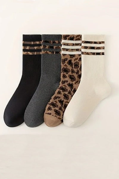 WOMAN ANIMAL LEOPARD HALF CREW THROWBACK SOCKS | 40S02071