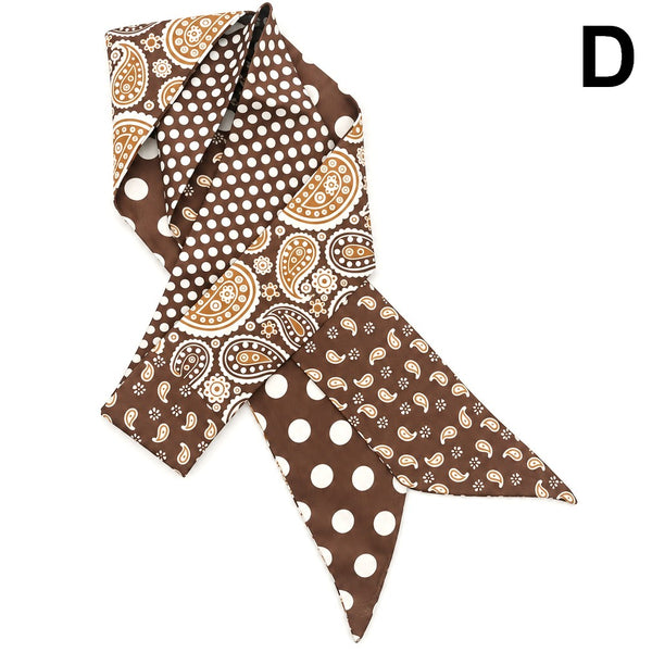 Patterned Silk-Feel Skinny Scarf Twilly | 40SC737