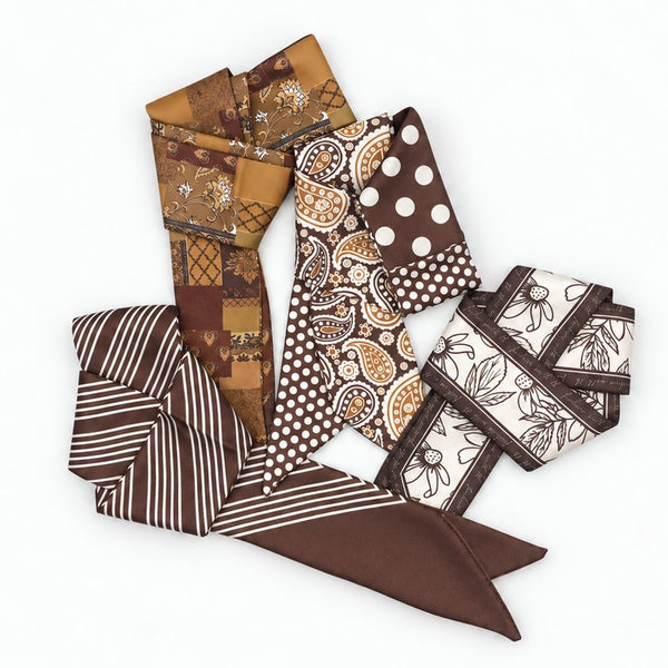Patterned Silk-Feel Skinny Scarf Twilly | 40SC737