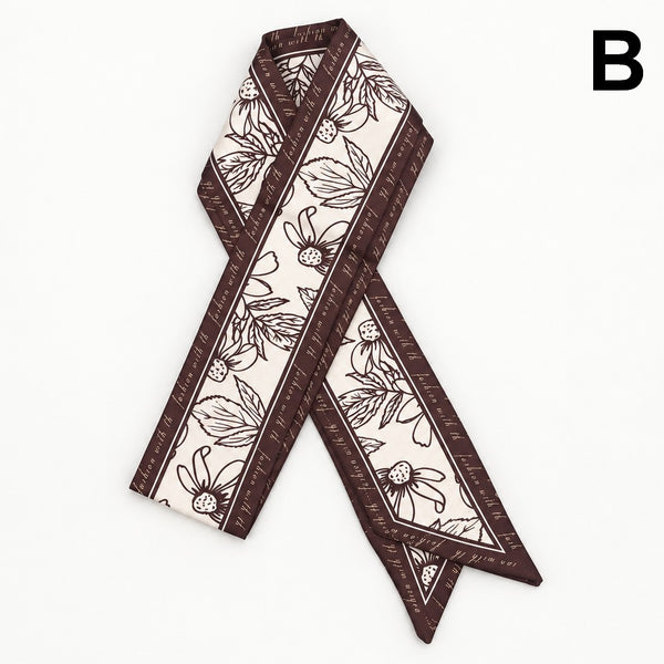 Patterned Silk-Feel Skinny Scarf Twilly | 40SC737