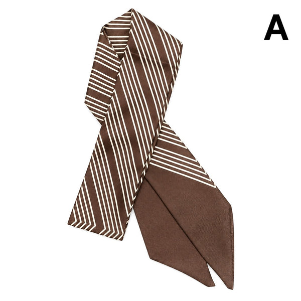Patterned Silk-Feel Skinny Scarf Twilly | 40SC737