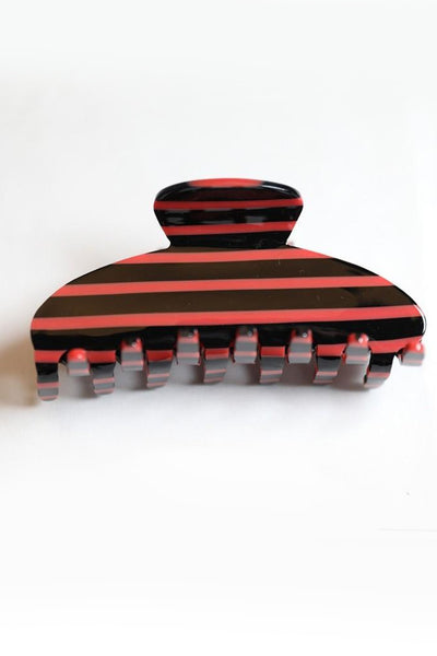 JUMBO STRIPE PLAID OVAL HAIR CLAW CLIPS | 40H1020