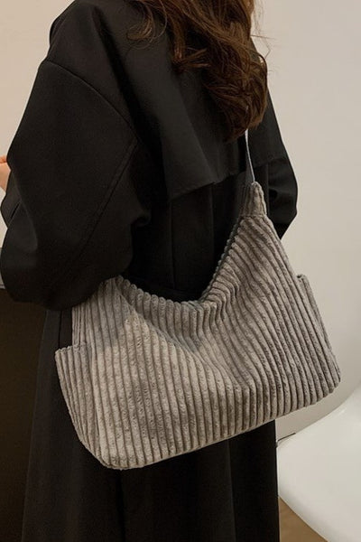 Corduroy casual Quilted Shoulder Tote Bag | 40P582