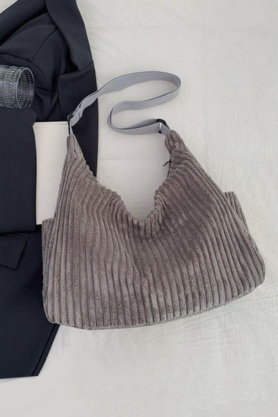 Corduroy casual Quilted Shoulder Tote Bag | 40P582