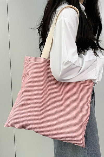 Large Organic colorful stripe Shoulder Tote Bag | 40P585