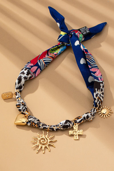 HANDMADE ANIMAL DESIGN SCARF NECKLACE-SUN HEART | 80N92493