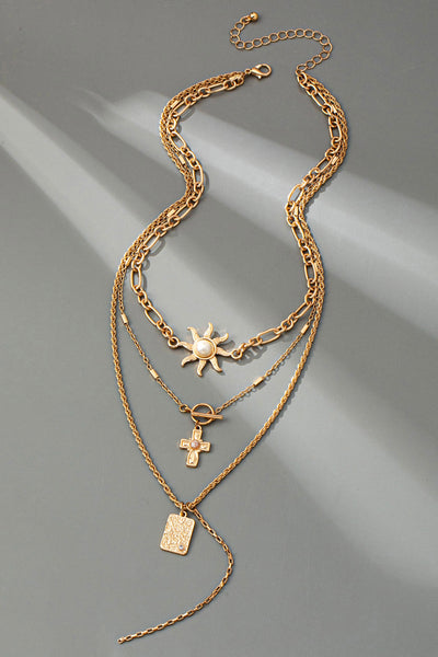 LAYER CELESTIAL CROSS SUN TOGGLE CHARM NECKLACE | 80N92500