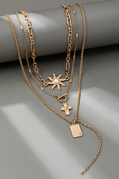 LAYER CELESTIAL CROSS SUN TOGGLE CHARM NECKLACE | 80N92500