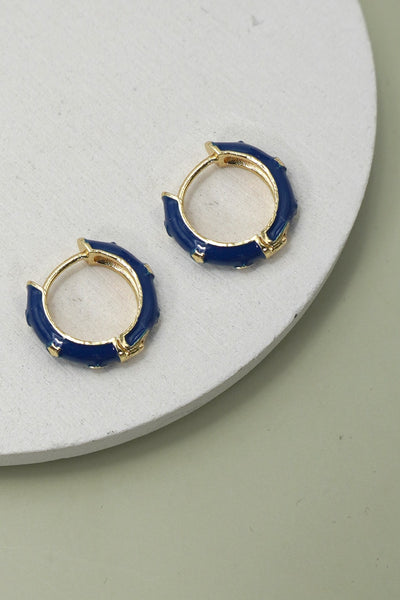 VINTAGE CLOISONNE STAR HUGGIE HOOP EARRINGS | 40E433