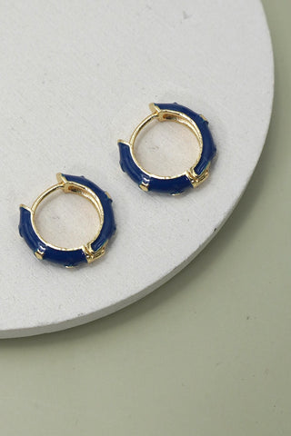 VINTAGE CLOISONNE STAR HUGGIE HOOP EARRINGS | 40E433