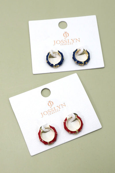 VINTAGE CLOISONNE STAR HUGGIE HOOP EARRINGS | 40E433