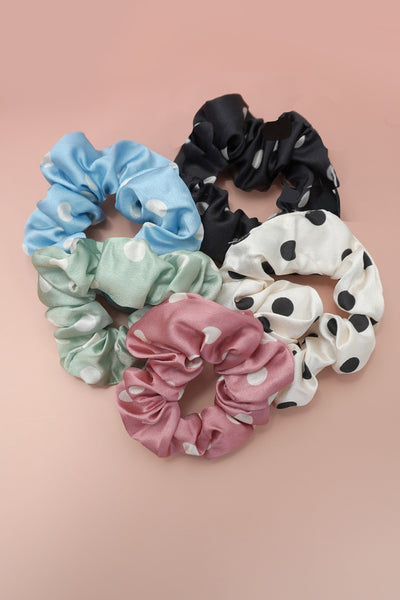 POLKA DOT SCRUNCHIES SET OF 5 | 40S743