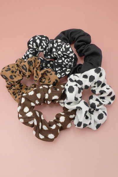 ANIMAL PATTERN SCRUNCHIES SET OF 5 | 40S741