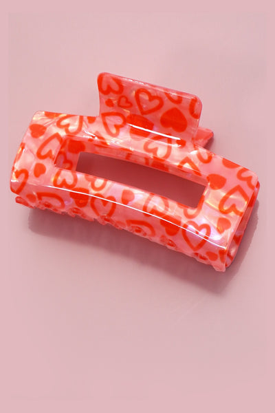 VALENTINE'S GIFT RECTANGLE HEART HAIR CLAW CLIPS | 40H1025