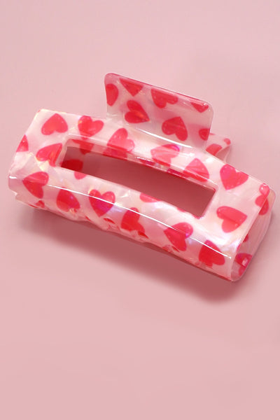 VALENTINE'S GIFT RECTANGLE HEART HAIR CLAW CLIPS | 40H1025