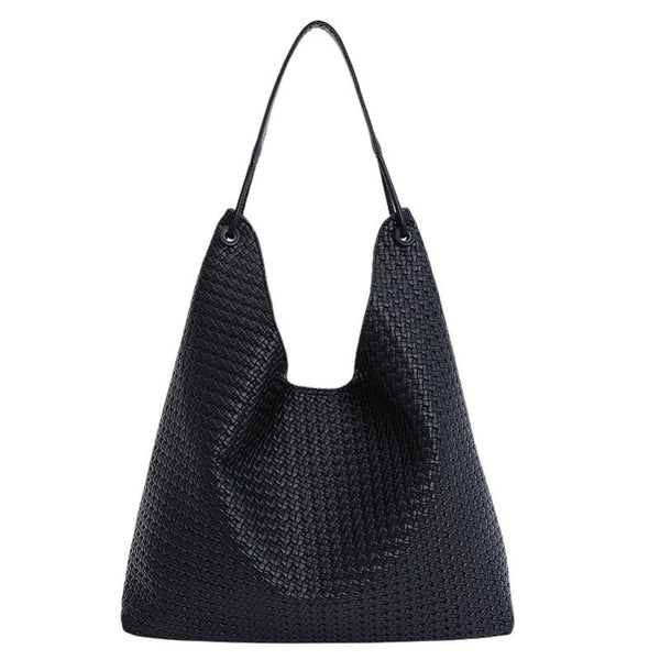 VEGAN FAUX LEATHER WOVEN TOTE SHOULDER BAG | 40P587