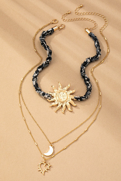 CHARM NECKLACE-TRIPLE LAYER SUNBLAST HEART | 80N92522