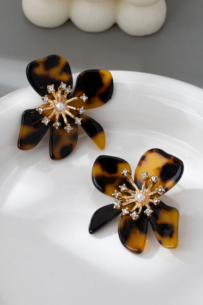 FLORAL RHINESTONE TORT STUD EARRINGS | 80E61435