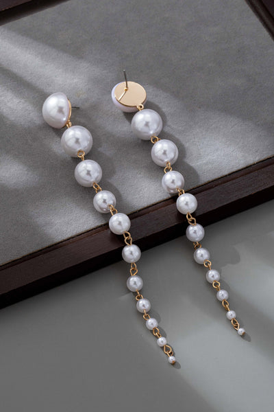 LONG STATEMENT LINEAR PEARL DROP EARRINGS | 80E61438