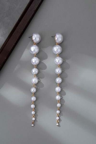 LONG STATEMENT LINEAR PEARL DROP EARRINGS | 80E61438