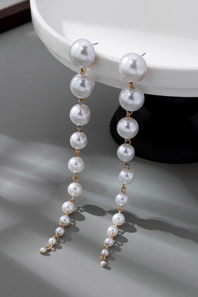 LONG STATEMENT LINEAR PEARL DROP EARRINGS | 80E61438