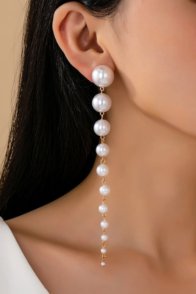 LONG STATEMENT LINEAR PEARL DROP EARRINGS | 80E61438
