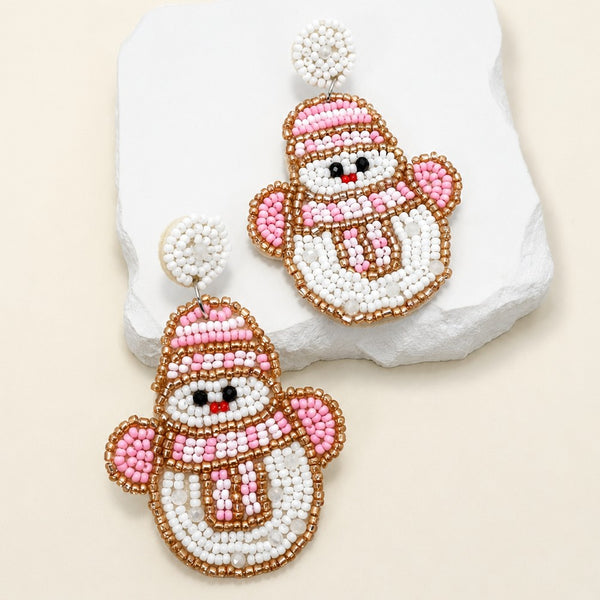 CHRISTMAS TREE SEED BEAD STAR DROP EARRING | 40E434