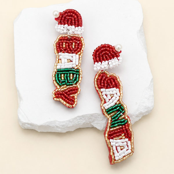 CHRISTMAS TREE SEED BEAD STAR DROP EARRING | 40E434