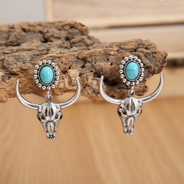 WESTERN BULL NATURAL STONE DROP EARRINGS | 40E435